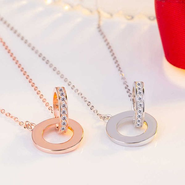 high-quality c card s925 sterling silver double ring buckle pancake necklace with diamonds japanese and korean versatile plating 18k rose go, Black
high-quality c card s925 sterling silver double ring buckle pancake necklace with diamonds japanese and korean versatile plating 18k rose go, Black