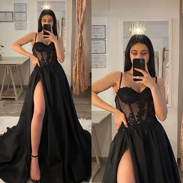 black prom dresses straps appliques satin skirt party evening gowns split formal red carpet long special occasion dress
black prom dresses straps appliques satin skirt party evening gowns split formal red carpet long special occasion dress