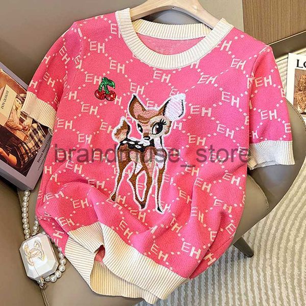women's t-shirt rose pink kawaii embroidery cartoon deer knitted t shirts comfort summer woman tshirts elegant office ladies j230619, White
women's t-shirt rose pink kawaii embroidery cartoon deer knitted t shirts comfort summer woman tshirts elegant office ladies j230619, White