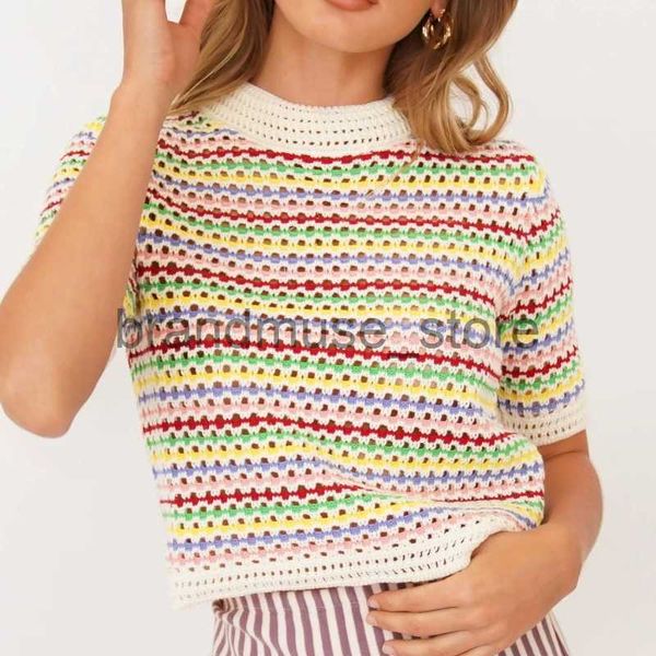 women's t-shirt dour 90s rainbow hollow out knitwear women see-through striped t-shirts summer boho beach style cover-ups crop y2k j23, White
women's t-shirt dour 90s rainbow hollow out knitwear women see-through striped t-shirts summer boho beach style cover-ups crop y2k j23, White