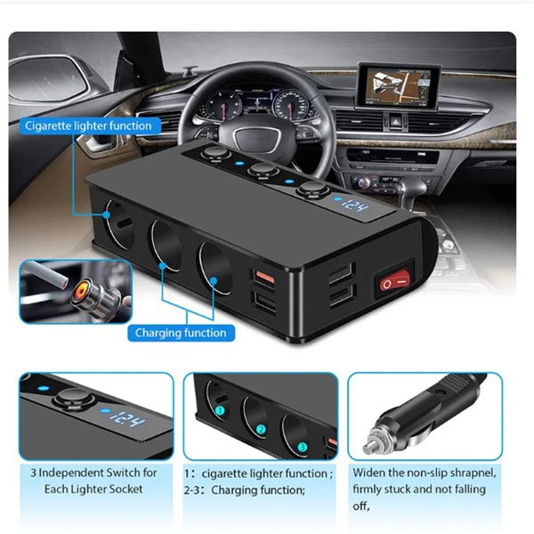 new sale the new car cigarette lighter one with three independent switches 4usb180w high power qc3.0 car charger
new sale the new car cigarette lighter one with three independent switches 4usb180w high power qc3.0 car charger