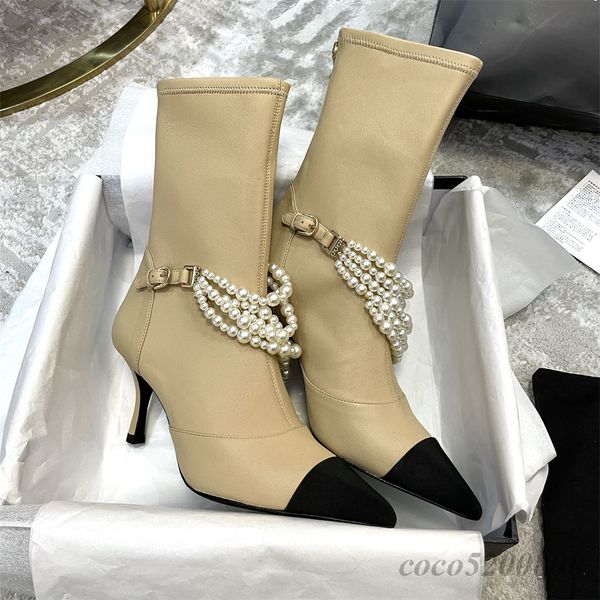 women ankle boots women shoes genuine leather boots pearls high heels ankle boots autumn designer shoes pointed toe zipper boots, Black;white
women ankle boots women shoes genuine leather boots pearls high heels ankle boots autumn designer shoes pointed toe zipper boots, Black;white