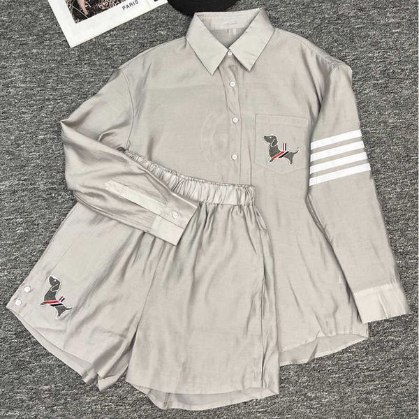 tb embroidered tracksuits designer womens clothing fashion sunscreen set long sleeve shirt shorts two piece sets, Gray
tb embroidered tracksuits designer womens clothing fashion sunscreen set long sleeve shirt shorts two piece sets, Gray
