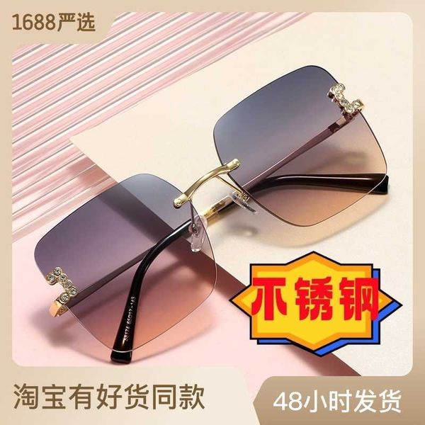 new diamond studded uv resistant stainless steel metal frameless glasses high-end fashion trendy sunglasses, White;black
new diamond studded uv resistant stainless steel metal frameless glasses high-end fashion trendy sunglasses, White;black