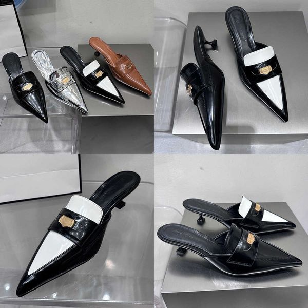 summer sandals ladies medium high heels shoes slides fashion metal female shallow footwear pointed toe pumps mules women 230511, Black
summer sandals ladies medium high heels shoes slides fashion metal female shallow footwear pointed toe pumps mules women 230511, Black