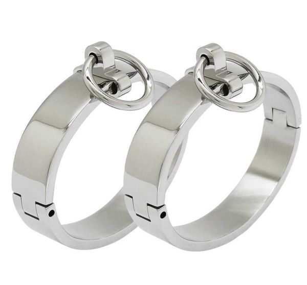 polished stainless steel lockable slave wrist and ankle cuffs bondage restraints bracelet with removable o ring q07173261014, Black
polished stainless steel lockable slave wrist and ankle cuffs bondage restraints bracelet with removable o ring q07173261014, Black