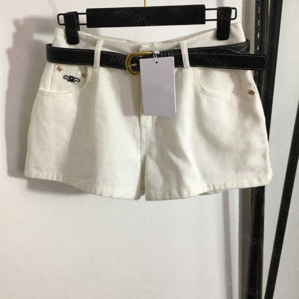 23ss womens shorts womens designer clothing embroidered logo pocket denim shorts with belt women clothes, White;black
23ss womens shorts womens designer clothing embroidered logo pocket denim shorts with belt women clothes, White;black
