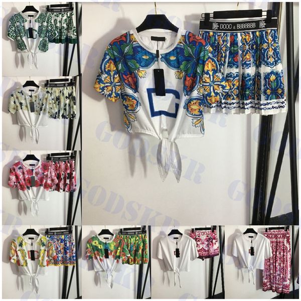 two piece dress designer womens t shirt high waist pleated skirt short sleeve tees retro pattern skirts much styles, White 
two piece dress designer womens t shirt high waist pleated skirt short sleeve tees retro pattern skirts much styles, White