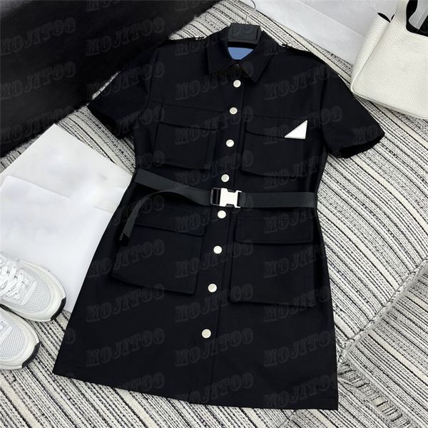 metal badge womens dresses with belt short sleeve designer skirts ladies charm black dress for summer
metal badge womens dresses with belt short sleeve designer skirts ladies charm black dress for summer