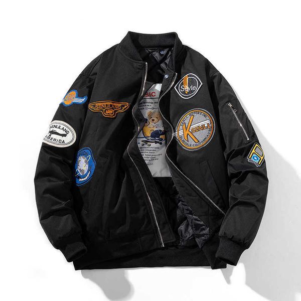 american casual coat men's and women's embroidered loose pilot jacket cotton jacket hip hop couple baseball jacket thickened in au, Black;brown
american casual coat men's and women's embroidered loose pilot jacket cotton jacket hip hop couple baseball jacket thickened in au, Black;brown