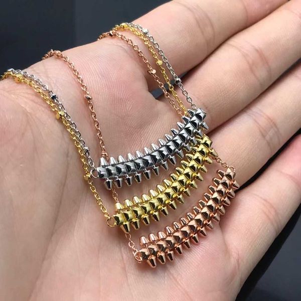 high-quality rivet necklace 9 titanium steel plated 18k gold smooth rose bullet head pendant collar chain, Black
high-quality rivet necklace 9 titanium steel plated 18k gold smooth rose bullet head pendant collar chain, Black