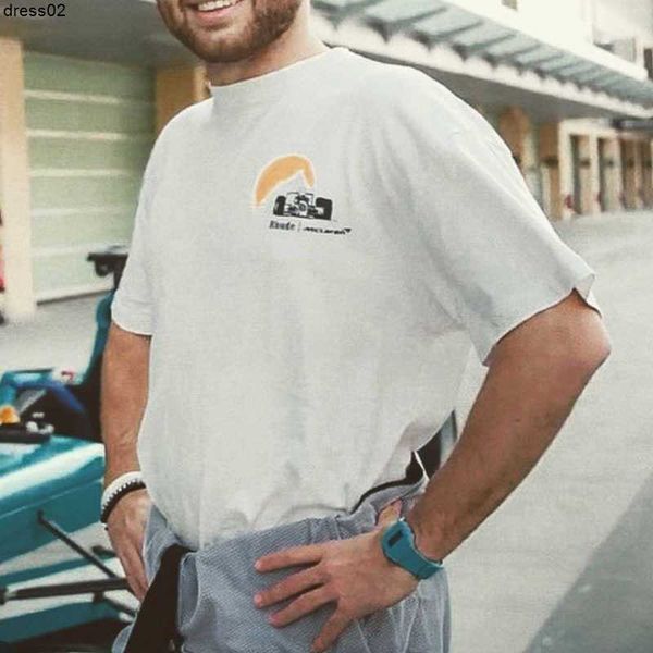 rhude/mclaren co-branded summer formula f1 classic sunset couple loose short sleeve t-shirt, White;black
rhude/mclaren co-branded summer formula f1 classic sunset couple loose short sleeve t-shirt, White;black