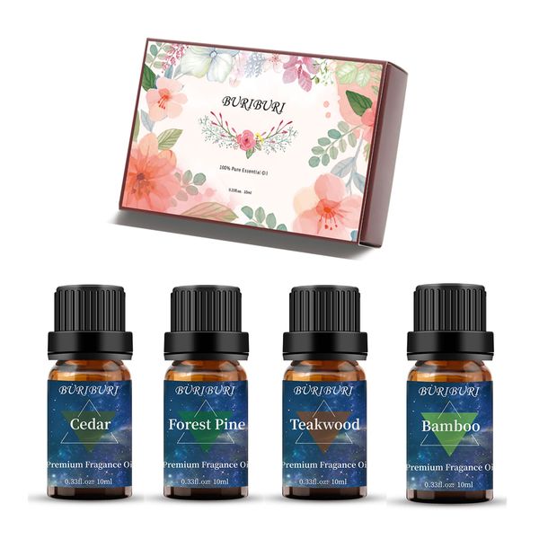 buriburi essential oil set - set of 4 - forest pine, teakwood, cedar, bamboo(essential oils 4 x 10ml, 100% pure diffuser oil for massage, so
buriburi essential oil set - set of 4 - forest pine, teakwood, cedar, bamboo(essential oils 4 x 10ml, 100% pure diffuser oil for massage, so