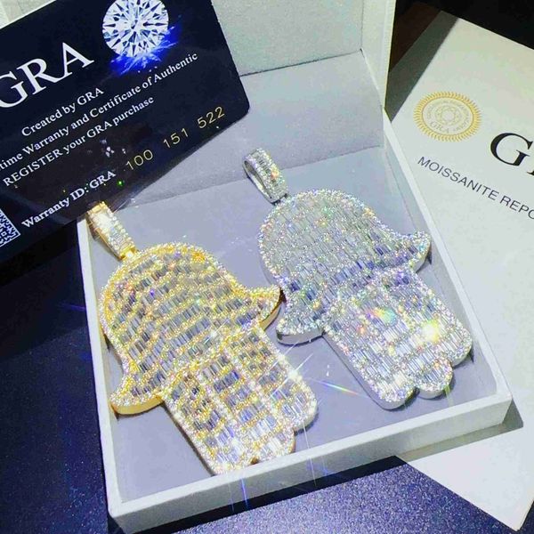 big hamsa pendant hip hop necklace baguette moissanite jewelry 925 sterling silver iced out fashion pendant
big hamsa pendant hip hop necklace baguette moissanite jewelry 925 sterling silver iced out fashion pendant
