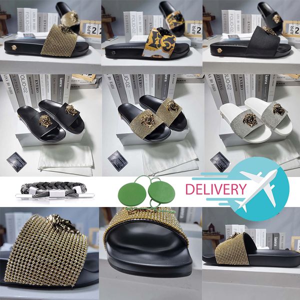with box luxury designer slide slippers summer sandals men beach indoor flat flip flops leather lady women fashion classic shoes ladies size, Black
with box luxury designer slide slippers summer sandals men beach indoor flat flip flops leather lady women fashion classic shoes ladies size, Black