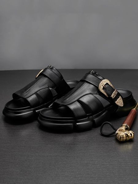 summer footwear male outside thick bottom mens genuine leather slippers breathable platform casual shoes black fashion slides
summer footwear male outside thick bottom mens genuine leather slippers breathable platform casual shoes black fashion slides