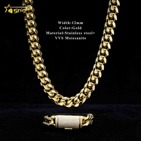 popular miami custom diamond clasp vvs moissanite necklaces hip hop stainless steel cuban chain chain, Silver
popular miami custom diamond clasp vvs moissanite necklaces hip hop stainless steel cuban chain chain, Silver