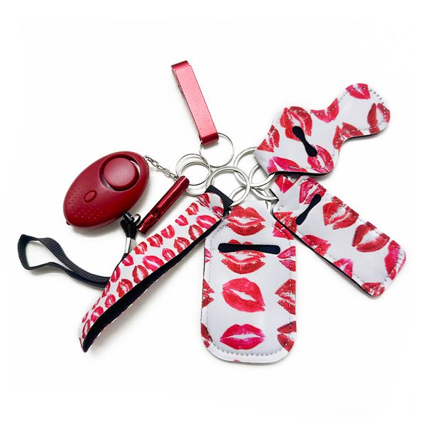 red 8 color selling self-defence keychain 7-piece wrist strap liquid bottle set alarm whistle opener safety protection keychain, Silver
red 8 color selling self-defence keychain 7-piece wrist strap liquid bottle set alarm whistle opener safety protection keychain, Silver