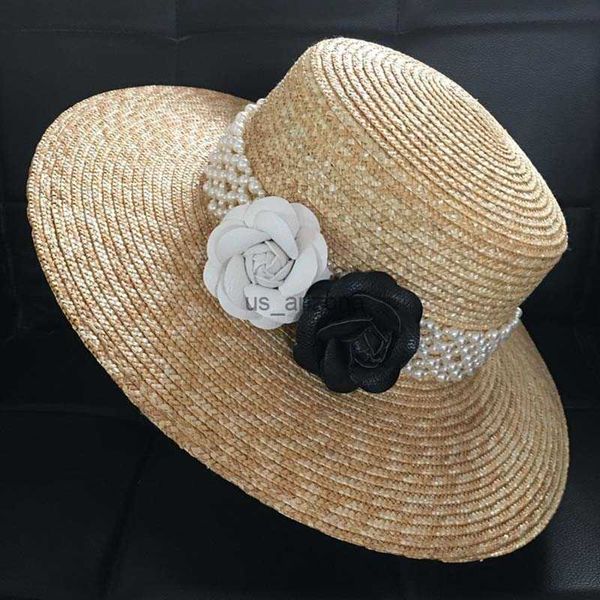 classical summer white black flower pearls band boater straw hats for women beach sun hat wide brim fedora cap ladies church hat l230620, Blue;gray
classical summer white black flower pearls band boater straw hats for women beach sun hat wide brim fedora cap ladies church hat l230620, Blue;gray