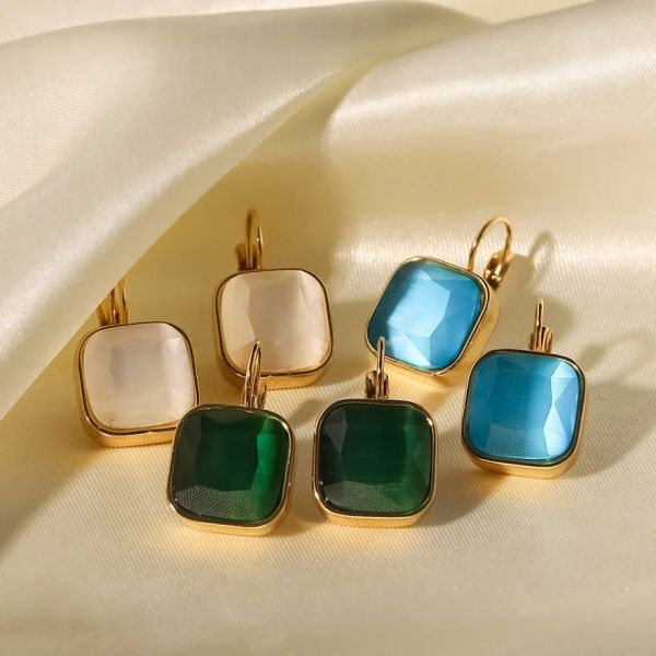 designer ring french style titanium steel earrings 18k gold plated stainless steel square color opal opal pendant earrings female, Silver
designer ring french style titanium steel earrings 18k gold plated stainless steel square color opal opal pendant earrings female, Silver