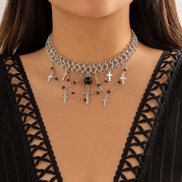 gothic black cross punk metal choker chain tassel necklace sweet cool hip hop jewelry, Silver
gothic black cross punk metal choker chain tassel necklace sweet cool hip hop jewelry, Silver