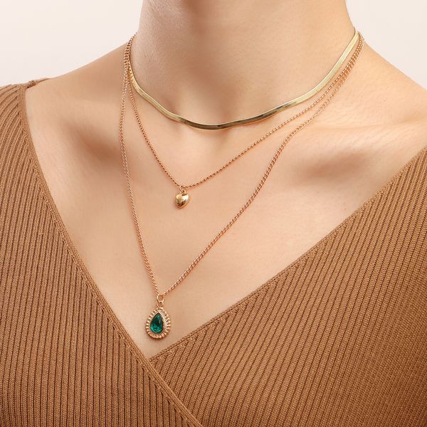 fashion multi-layer flat snake chain imitation green agate necklace female ins creative design jewlery simple pendant necklace female niche, Silver
fashion multi-layer flat snake chain imitation green agate necklace female ins creative design jewlery simple pendant necklace female niche, Silver