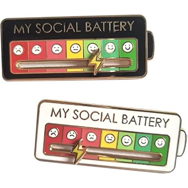 sliding mood switching brooch my social battery fun enamel badge, Blue
sliding mood switching brooch my social battery fun enamel badge, Blue