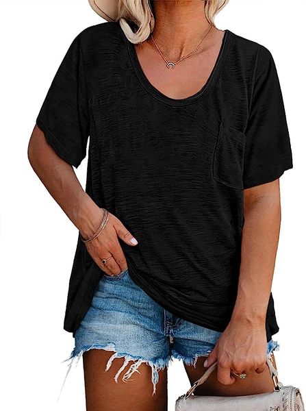 womens plus size tunic t shirts short sleeve round neck soft loose shirts summer casual with pocket, White
womens plus size tunic t shirts short sleeve round neck soft loose shirts summer casual with pocket, White