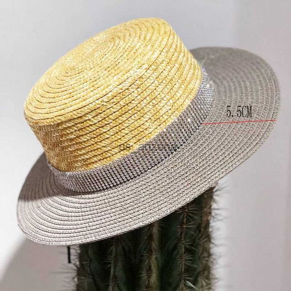 summer flat chapeu feminino women beach hat shining wide brim matches color ladies straw sun hat l230620, Blue;gray
summer flat chapeu feminino women beach hat shining wide brim matches color ladies straw sun hat l230620, Blue;gray