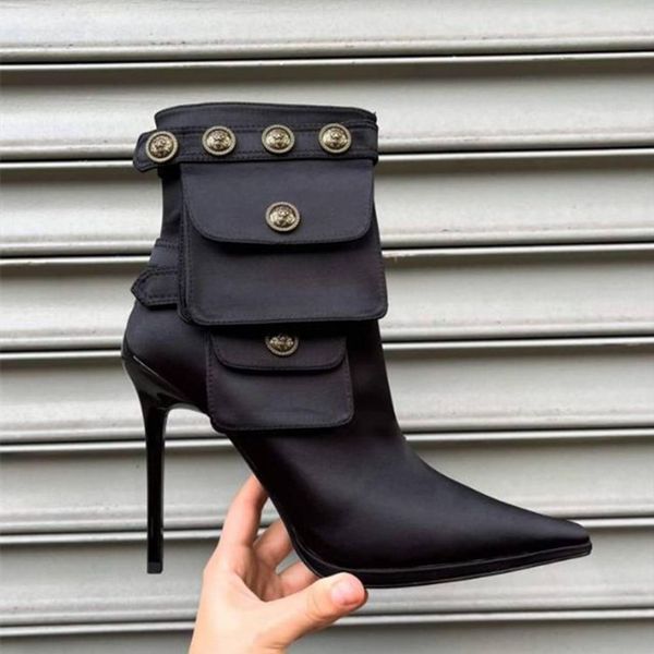black satin pocket ankle boots women button pointed toe stiletto high heels over knee boots plus size luxury designer shoes
black satin pocket ankle boots women button pointed toe stiletto high heels over knee boots plus size luxury designer shoes