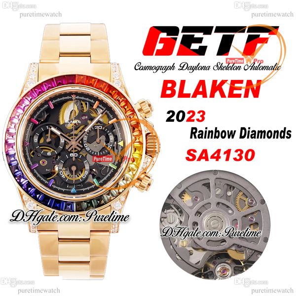 getf blaken sa4130 automatic chronograph skeleton dial mens watch rose gold rainbow bezel 904l stainless steel bracelet super edition reloj, Slivery;brown
getf blaken sa4130 automatic chronograph skeleton dial mens watch rose gold rainbow bezel 904l stainless steel bracelet super edition reloj, Slivery;brown