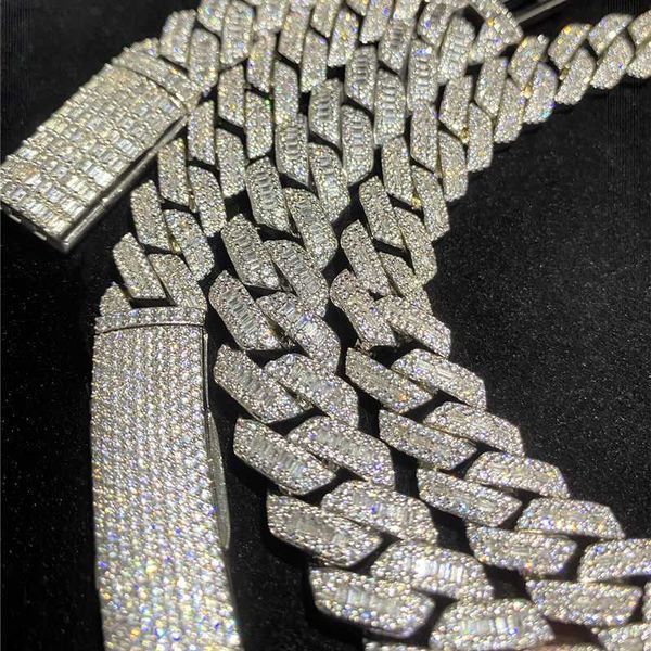 13mm 15mm fine hip hop jewelry baguette diamond men cuban necklace fully iced out 925 sterling silver miami cuban link chain
13mm 15mm fine hip hop jewelry baguette diamond men cuban necklace fully iced out 925 sterling silver miami cuban link chain