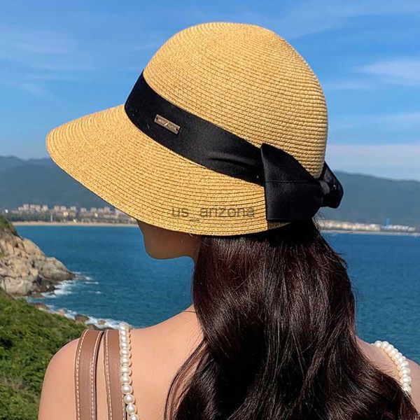 women straw hat luxury ribbon bowknot 9cm large brim bucket hat summer elegant lady breathable round travel beach sun cap l230620, Blue;gray
women straw hat luxury ribbon bowknot 9cm large brim bucket hat summer elegant lady breathable round travel beach sun cap l230620, Blue;gray