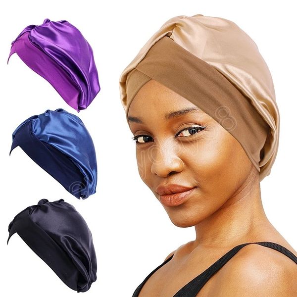 women cross satin bonnet with stretchy band ladies soild color hair care chemo cap breathable hair accessories soft headcover, Blue;gray
women cross satin bonnet with stretchy band ladies soild color hair care chemo cap breathable hair accessories soft headcover, Blue;gray