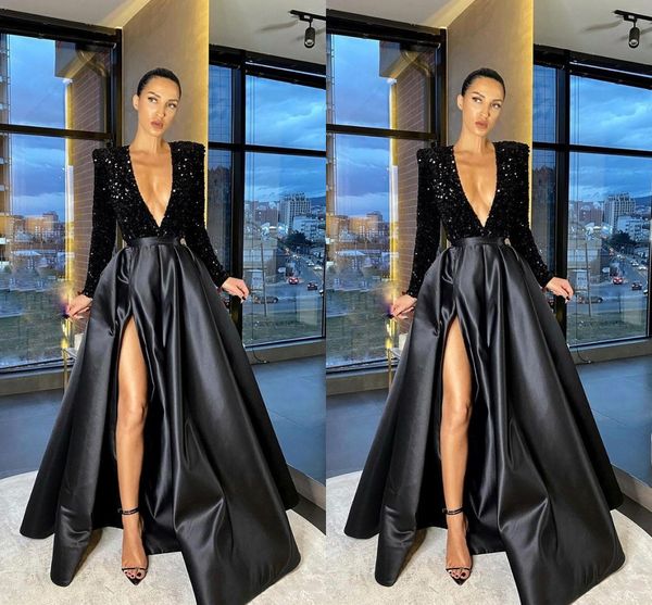 black a line prom dresses long for women deep v neck long sleeves high side split party dress formal birthday pageant celebrity evening gown
black a line prom dresses long for women deep v neck long sleeves high side split party dress formal birthday pageant celebrity evening gown