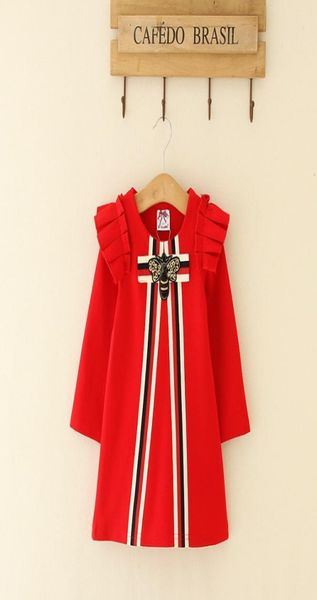 girls stripe dresses kids sequins bees embroidered aline drss children falbala fly sleeve princess dress designer kids clothes f12856627, Red;yellow
girls stripe dresses kids sequins bees embroidered aline drss children falbala fly sleeve princess dress designer kids clothes f12856627, Red;yellow