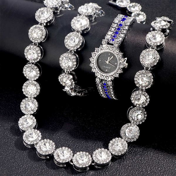 watches luxury gold color watch ladies wrist bracelet for women bling iced out round crystal tennis chain necklace set jewelry 230613, Slivery;golden
watches luxury gold color watch ladies wrist bracelet for women bling iced out round crystal tennis chain necklace set jewelry 230613, Slivery;golden