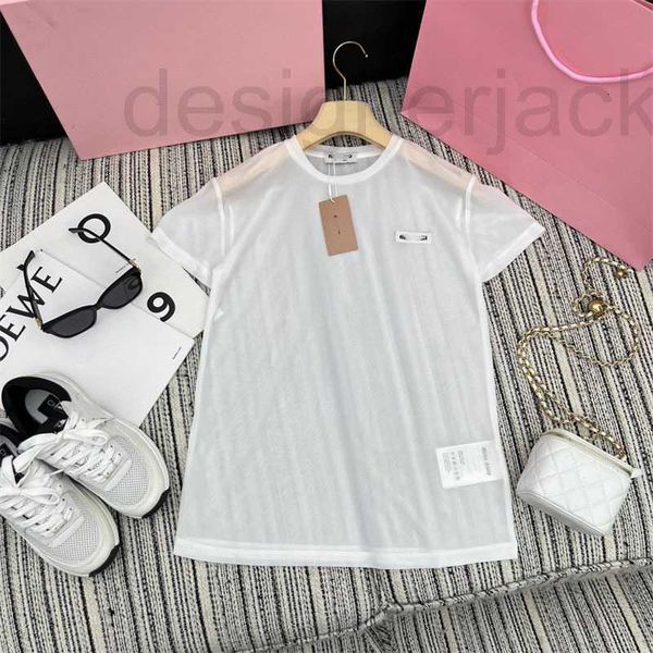 women's t-shirt designer summer new simple casual versatile embroidered round neck perspective short sleeve t-shirt for women jvtz, White
women's t-shirt designer summer new simple casual versatile embroidered round neck perspective short sleeve t-shirt for women jvtz, White