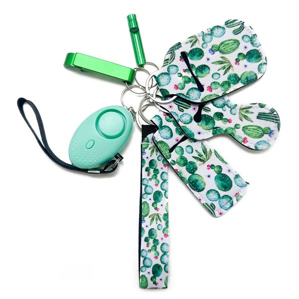 green 8 color selling self-defence keychain 7-piece wrist strap liquid bottle set alarm whistle opener safety protection keychain, Silver
green 8 color selling self-defence keychain 7-piece wrist strap liquid bottle set alarm whistle opener safety protection keychain, Silver