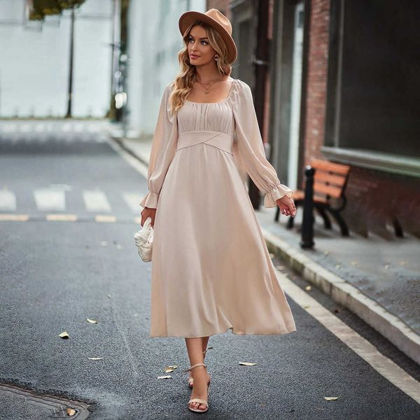 casual dresse 2023 women's style temperament with waist wrapped square neck large hem long sleeve women's dresses, Black;gray
casual dresse 2023 women's style temperament with waist wrapped square neck large hem long sleeve women's dresses, Black;gray