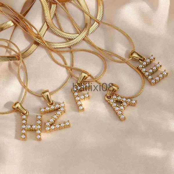 pendant necklaces 2022 new waterproof stainless steel 18k gold plated simulated pearl paved letter neckle for woman layer chain initial neck, Silver
pendant necklaces 2022 new waterproof stainless steel 18k gold plated simulated pearl paved letter neckle for woman layer chain initial neck, Silver