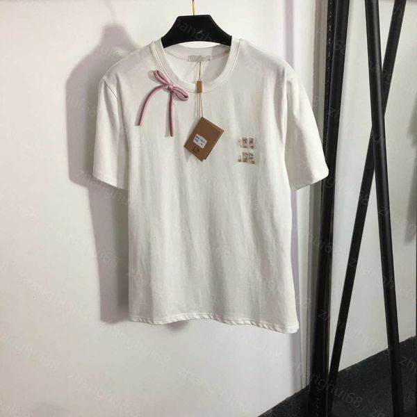 23ss tee womens t-shirt womens designer clothing round neck pure cotton diamond studded beaded monogram bow short-sleeved t-shirt womens clo, White
23ss tee womens t-shirt womens designer clothing round neck pure cotton diamond studded beaded monogram bow short-sleeved t-shirt womens clo, White
