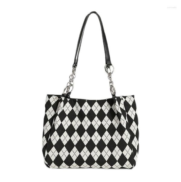 shoulder bags canvas black white checkered stitching bag women large capacity geometric jacquard tote fashion all-match hangbag
shoulder bags canvas black white checkered stitching bag women large capacity geometric jacquard tote fashion all-match hangbag