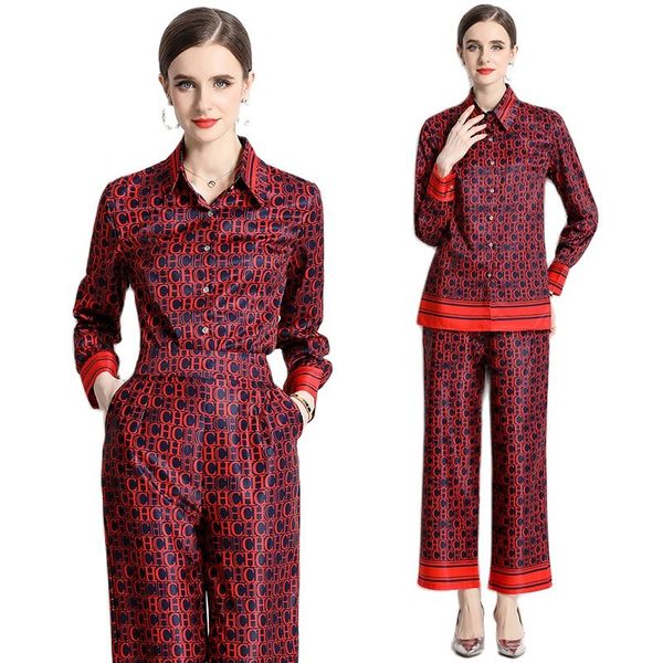 2023 women's designer and pants set red two piece set luxury fashion long sleeve lapel button front shirt and slim elegant pants casual, White
2023 women's designer and pants set red two piece set luxury fashion long sleeve lapel button front shirt and slim elegant pants casual, White