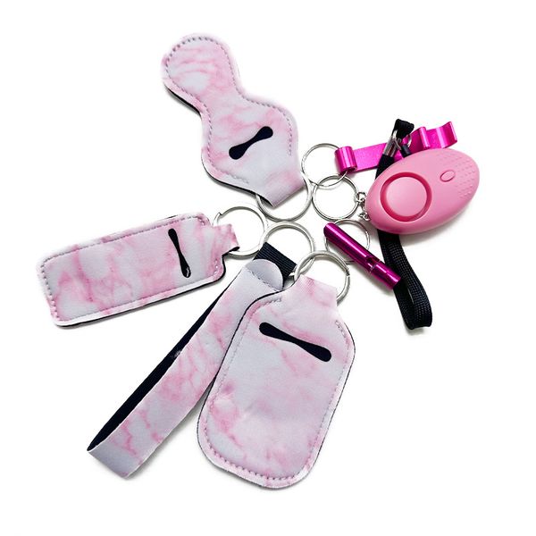 pink 8 color selling self-defence keychain 7-piece wrist strap liquid bottle set alarm whistle opener safety protection keychain, Silver
pink 8 color selling self-defence keychain 7-piece wrist strap liquid bottle set alarm whistle opener safety protection keychain, Silver
