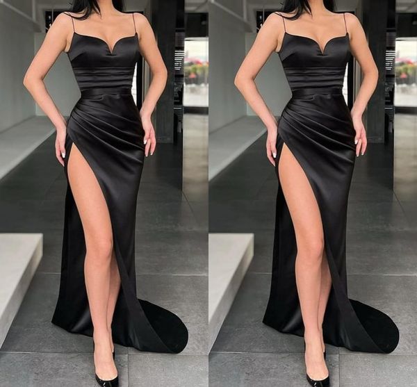 black mermaid prom dresses long for women spaghetti straps sweetheart pleats high side split draped evening party birthday gowns special occ
black mermaid prom dresses long for women spaghetti straps sweetheart pleats high side split draped evening party birthday gowns special occ