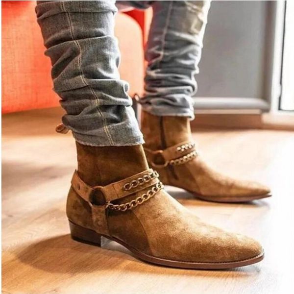 mens brown suede boots high zipper genuine leather harness chains boots for men big size 38-46, Black
mens brown suede boots high zipper genuine leather harness chains boots for men big size 38-46, Black