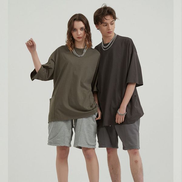 summer solid loose 100% cotton short t-shirts with big pockets tees, White;black 
summer solid loose 100% cotton short t-shirts with big pockets tees, White;black