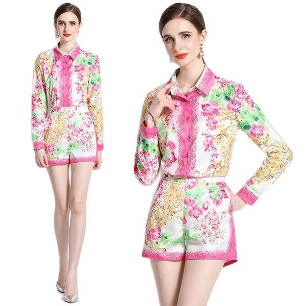 summer set floral and shorts 2023 women luxury designer two piece set long sleeve lapel shirt and slim short pants fine elegant vacation pai, White
summer set floral and shorts 2023 women luxury designer two piece set long sleeve lapel shirt and slim short pants fine elegant vacation pai, White