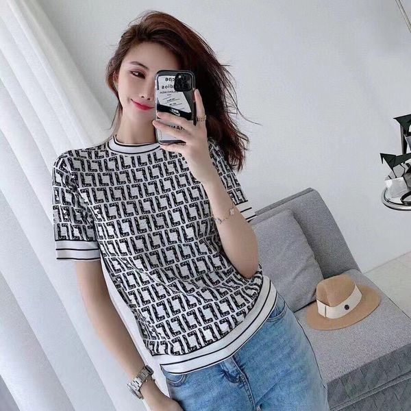 2023designer new women's knit & dress temperament full with crewneck full f letter t-shirt ice silk small shirt thin jacquard knit t-sh, Black;gray
2023designer new women's knit & dress temperament full with crewneck full f letter t-shirt ice silk small shirt thin jacquard knit t-sh, Black;gray